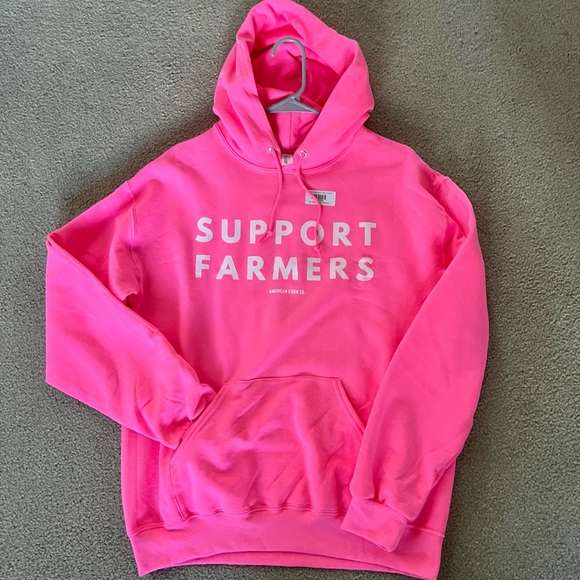 American Farm Company | Pink Hoodie "Support Farmers' - Picture 1 of 2